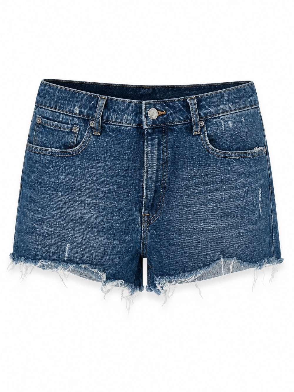 Women's High-Rise Distressed Denim Shorts in Blue